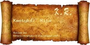 Kmetykó Rita névjegykártya